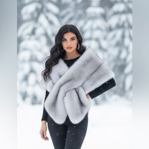 Elegant Gray Faux Fur Women's Shoulder Cover